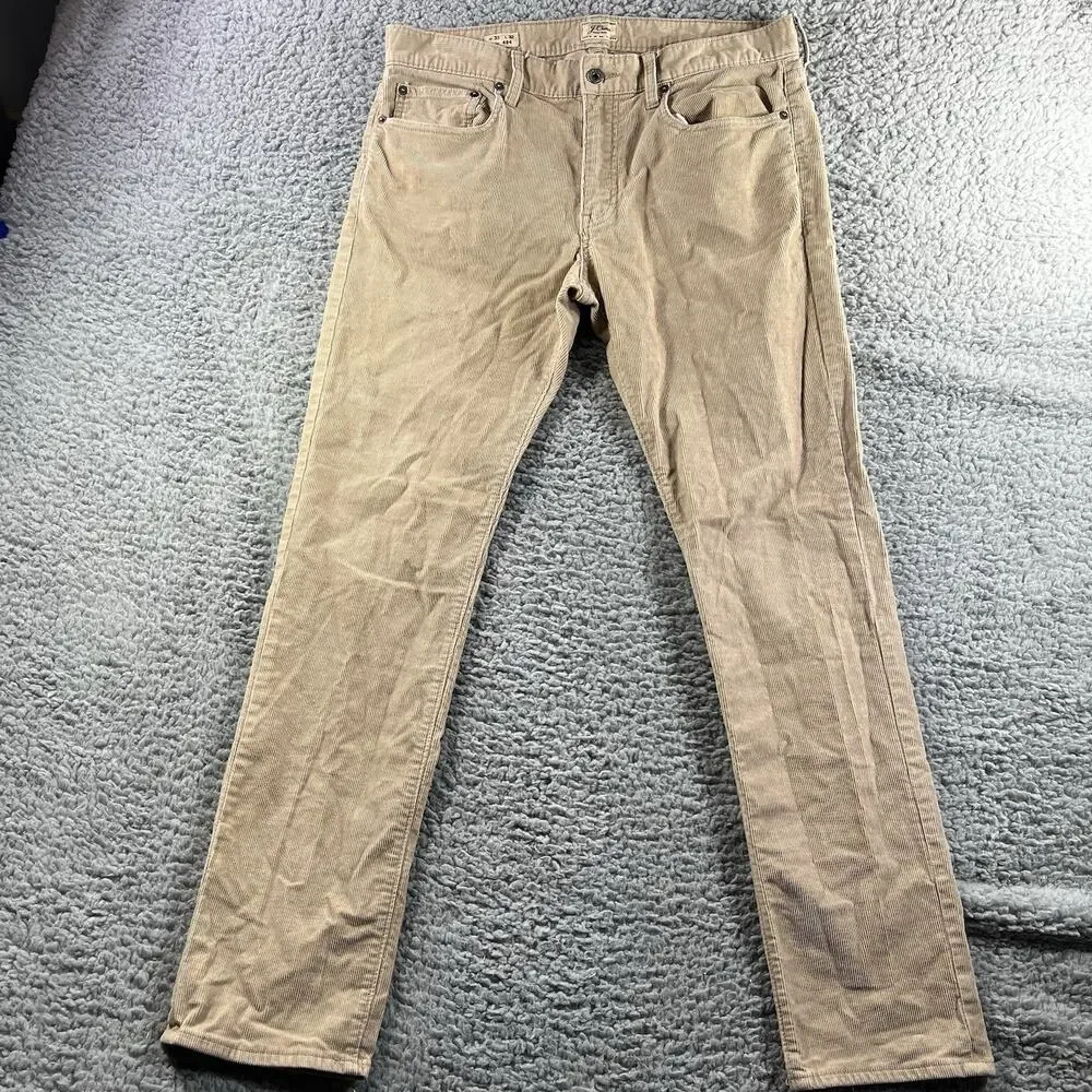 J.Crew 484 Slim-Fit Corduroy Pants Men's 33x32 Khaki Tan Stretch 5-Pocket